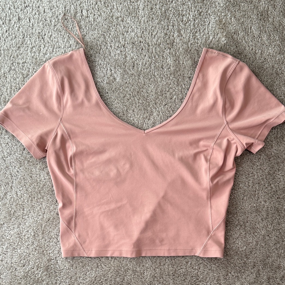 Lululemon Women's Pink V-Neck Crop Top